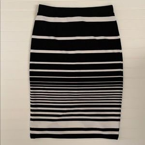 Stretchy stripe midi skirt